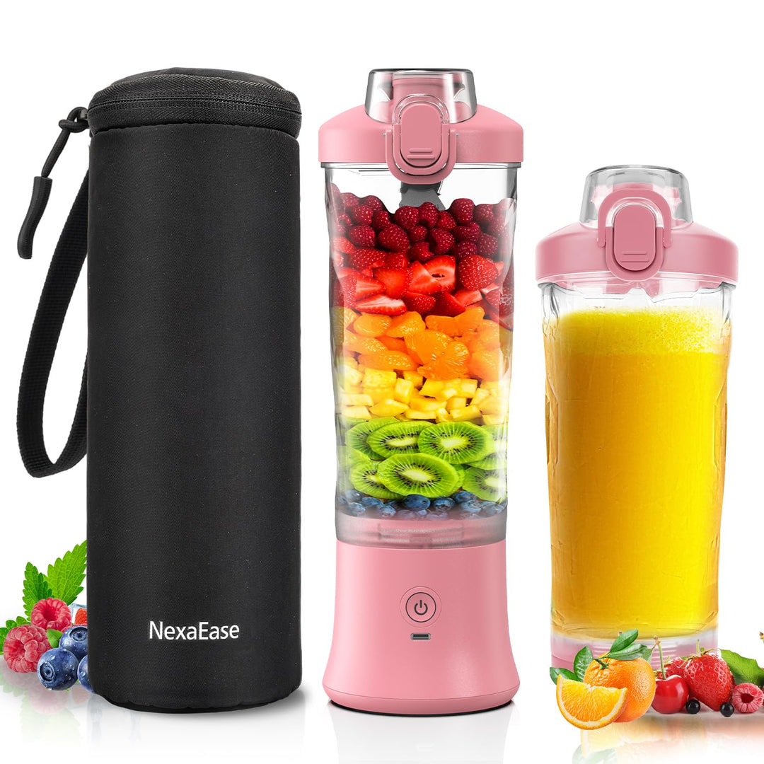 Tragbarer Mixer Smoothie Maker - 600ml Mini Standmixer to Go - 6 Klingen, Reisedeckel und Isolierte