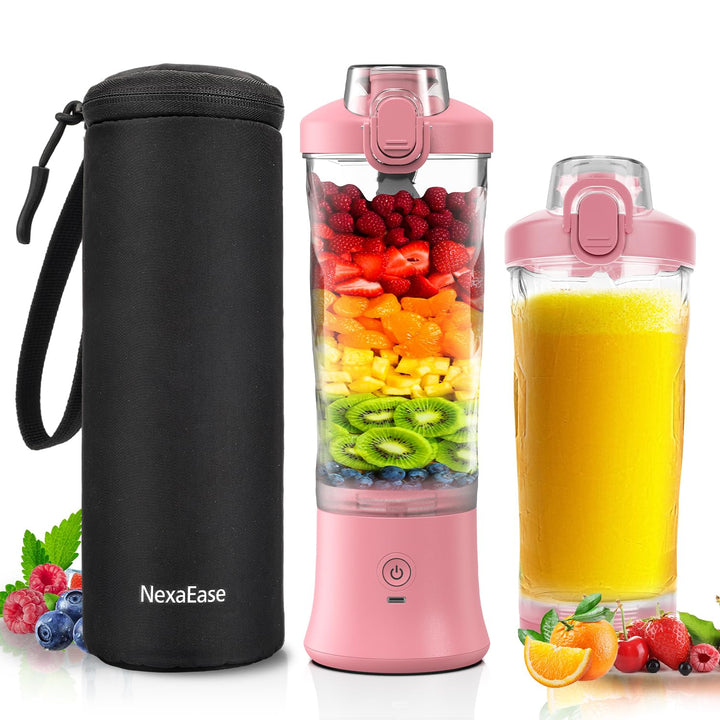 Tragbarer Mixer Smoothie Maker - 600ml Mini Standmixer to Go - 6 Klingen, Reisedeckel und Isolierte