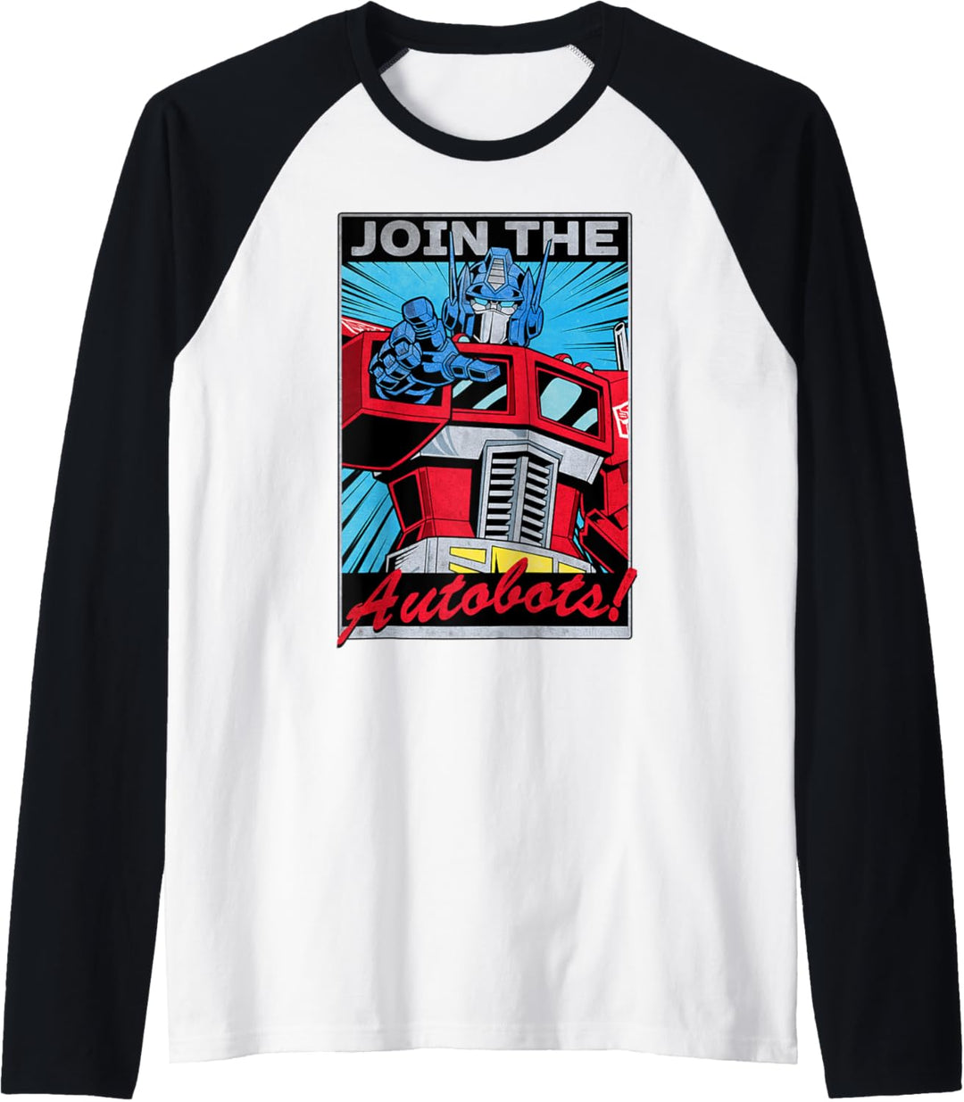 Transformers Optimus Prime Join The Autobots Retro Poster Raglan