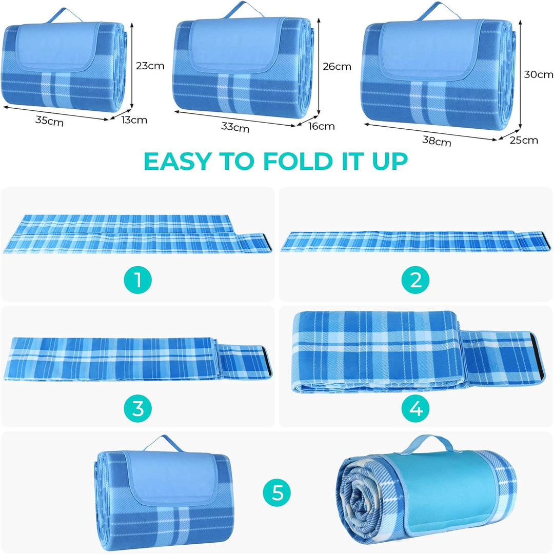 LIFERUN 300x300 cm Picknickdecke XXL, Picknickdecke Wasserdicht mit isoliert Rückseite, Tragegriff,