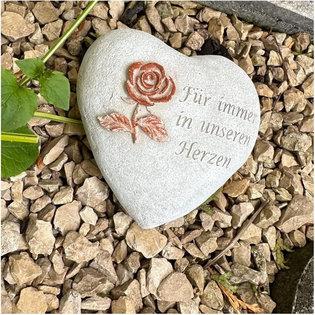 Grabherz Grabschmuck Grab Herz Spruch - Für Immer in unseren Herzen - ca.500g Rose Rost