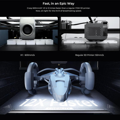 Creality 3D Drucker K1 FDM Drucktechnik,600mm/s Druckgeschwindigkeit mit Doppel Lüfternkühlung,2000m