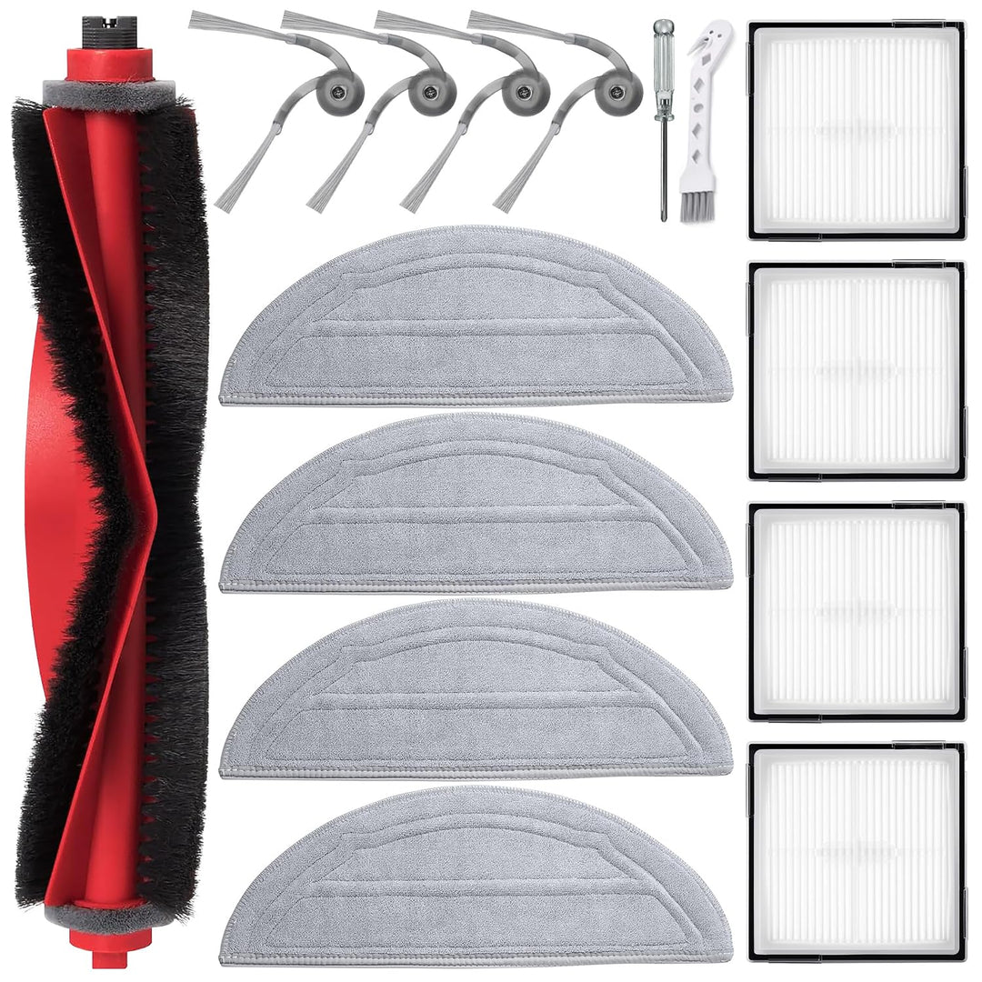 Zubehör für Roborock Q10 S5 / Q10 S5+ / Q10 X5 / Q10 X5+ Staubsauger, 1 Hauptbürste, 4 Hepa-Filter,