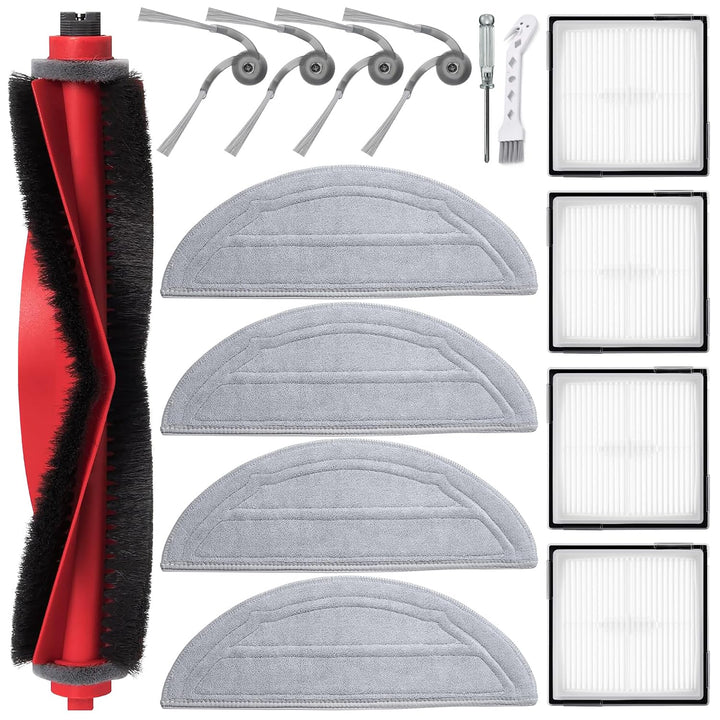 Zubehör für Roborock Q10 S5 / Q10 S5+ / Q10 X5 / Q10 X5+ Staubsauger, 1 Hauptbürste, 4 Hepa-Filter,