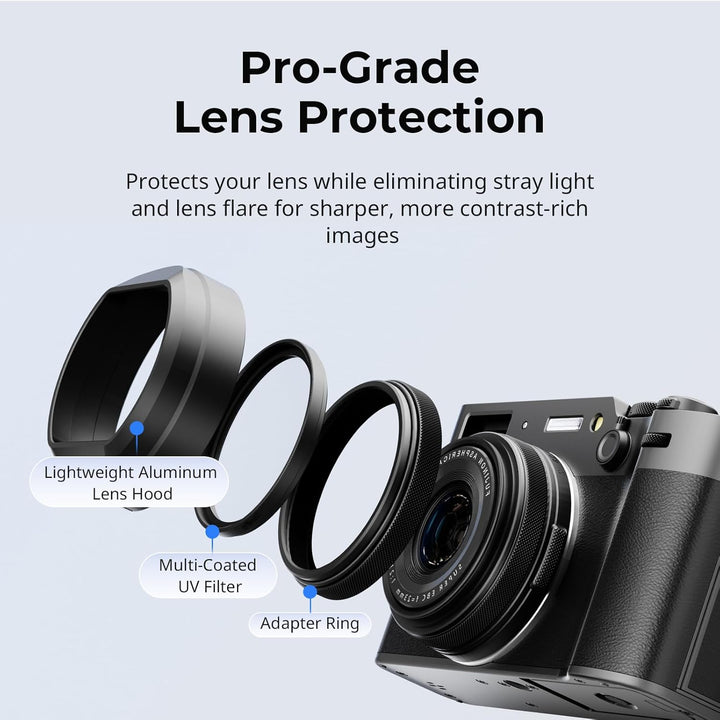 SMALLRIG UV-Filter mit Gegenlichtblende für FUJIFILM X100VI / X100V, UV-Filter mit 99% Lichtdurchläs