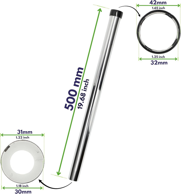 2x Metall Saugrohr für Kärcher Staubsauger Serie T 12/1 - Hf/eco!efficiency / .., NW32, 500mm von Mi