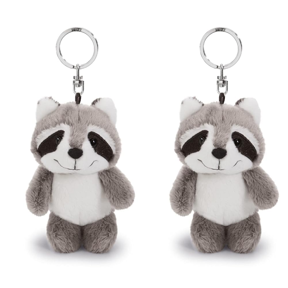 NICI 47869 Schlüsselanhänger Waschbär Rod 10cm, GRAU, One-Size (Packung mit 2) Einheitsgrösse (Packu