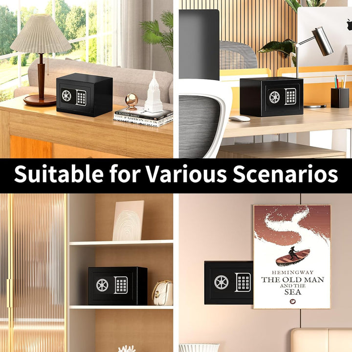 Digitaler Safe 6,8 l, kleiner Tresor für Zuhause, elektronische Sicherheitskassette, Wandtresor fürs