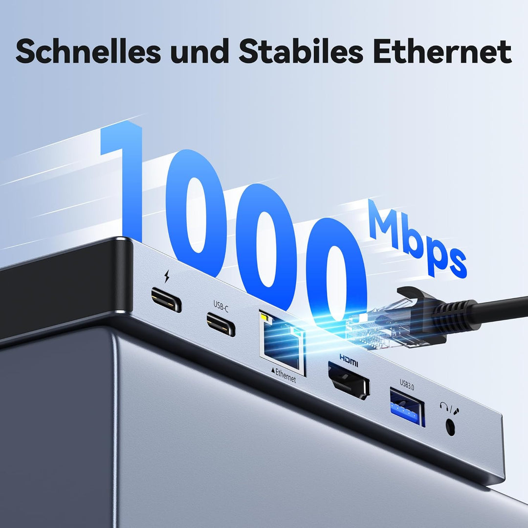 USB C Adapter, USB C Hub mit 4K HDMI, USB 3.0, USB 2.0, Ethernet LAN, SD/TF Kartenleser, Thunderbolt