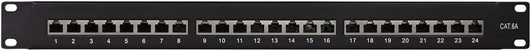 LogiLink Professional PrimeLine Cat.6A (500 MHz) Patchpanel schwarz, 19", STP (geschirmt) 24-Port (R