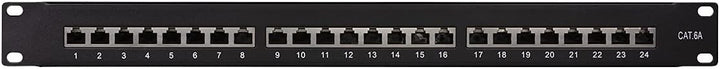 LogiLink Professional PrimeLine Cat.6A (500 MHz) Patchpanel schwarz, 19", STP (geschirmt) 24-Port (R