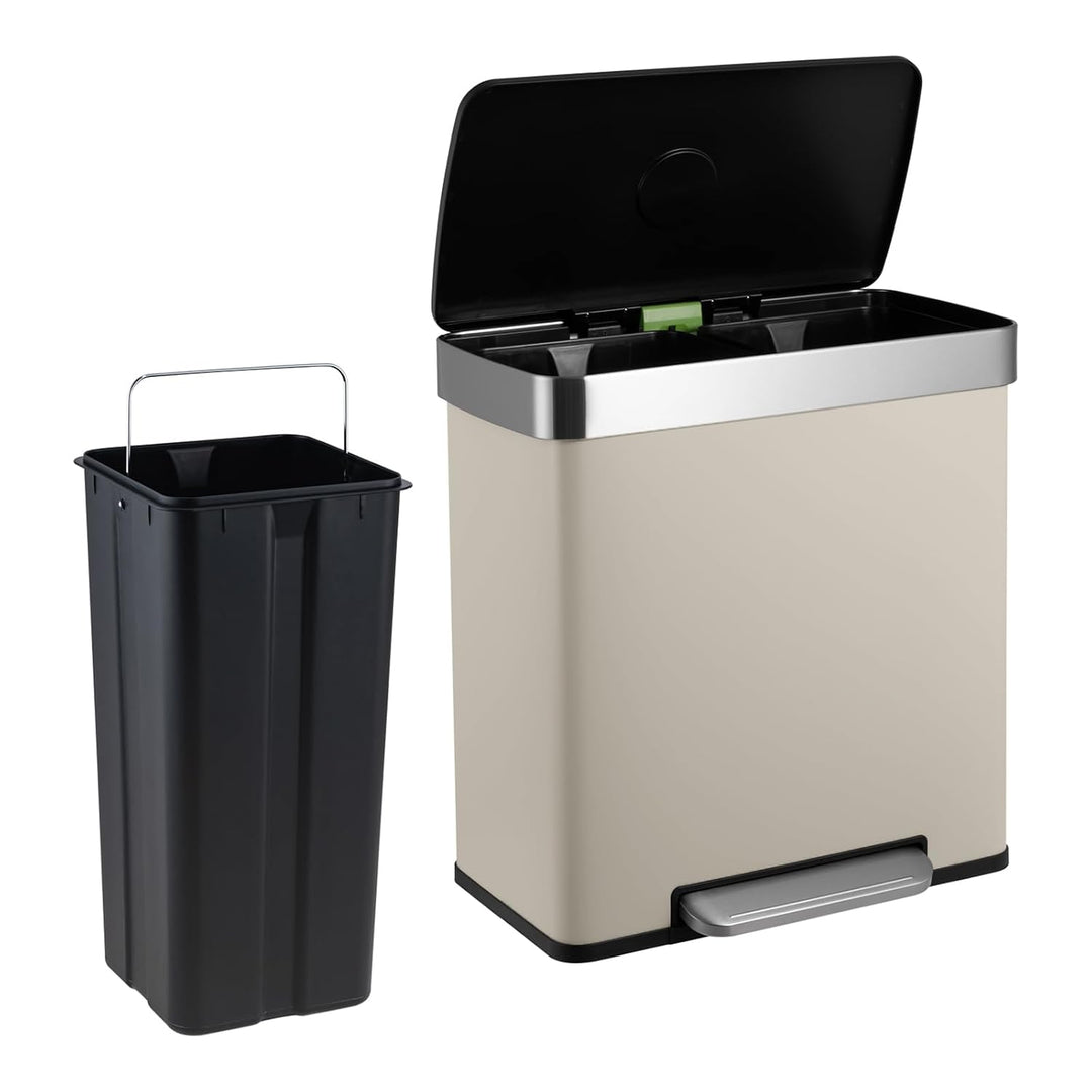 SVITA LT2X30 Mülleimer 60l Treteimer Tretmülleimer Abfalleimer 2 Fächer freistehend mit Deckel inkl.