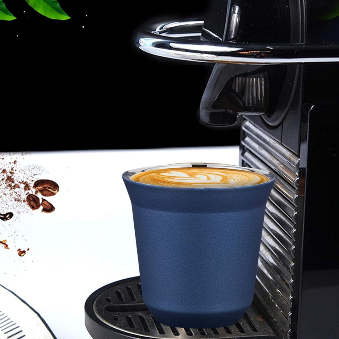 Edelstahl Espressotassen 4er-Set, Edelstahl Becher set of 80ml 2 colors for mood, Espresso Kaffeetas
