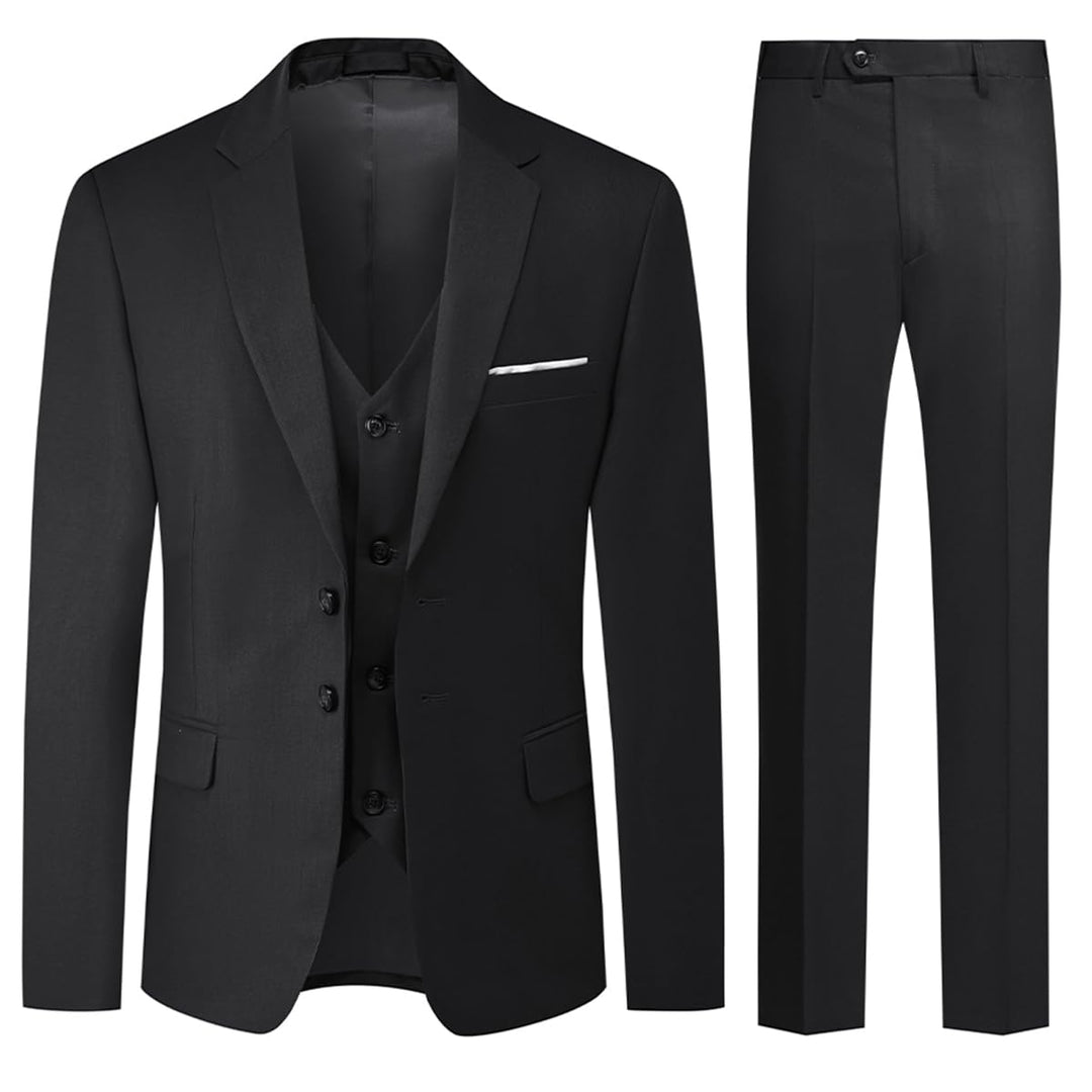 Allthemen Herren Anzug 3-teilig Slim Fit Einreihig Zwei Knöpfe Hochzeit Smoking Anzug Blazer Weste H