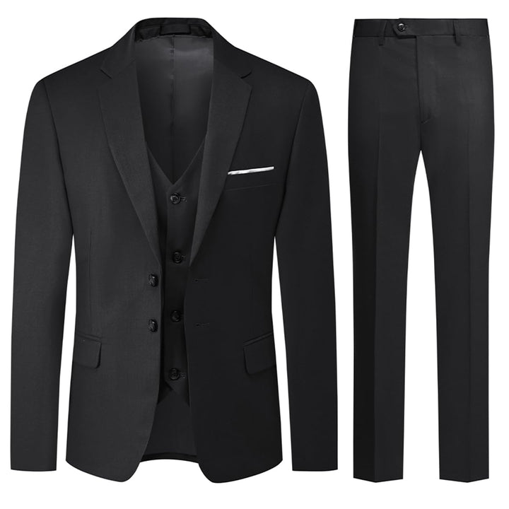 Allthemen Herren Anzug 3-teilig Slim Fit Einreihig Zwei Knöpfe Hochzeit Smoking Anzug Blazer Weste H