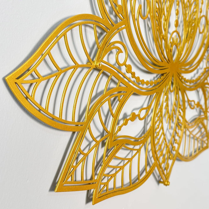 IWA CONCEPT 3D Mandala Metall Wanddekoration | Lotusblume Dekoration für Zuhause | Schlafzimmer Meta