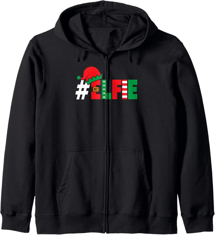#Elfie Lustiges Weihnachts-Elfie-Elfen-Selfie-Bild, Feiertags-Pun Kapuzenjacke