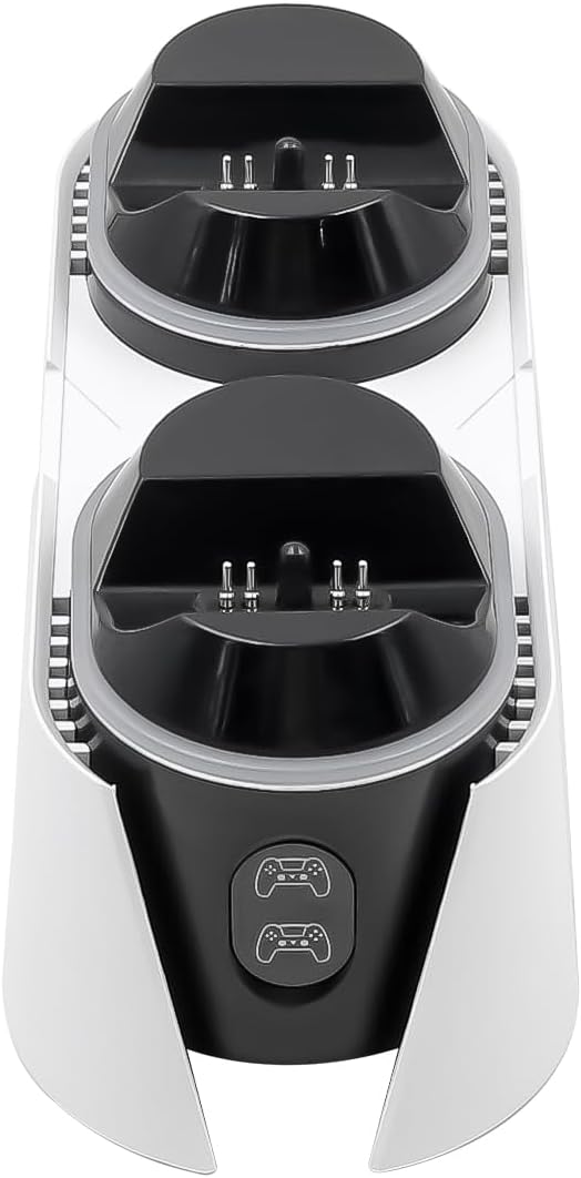 POFET PS5 Schnellladestation für PS5 DualSense Controller Ladestation mit RGB-LED-Lichtanzeigen, Tri