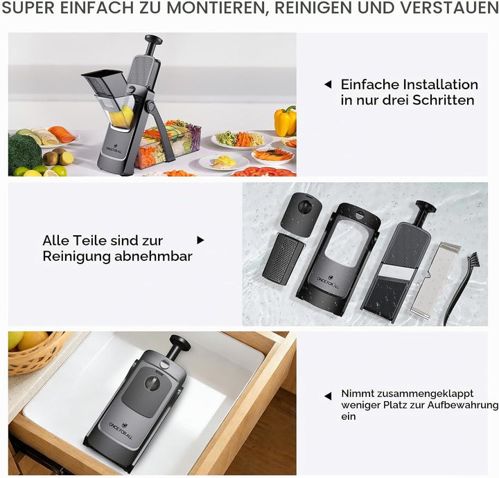 ONCE FOR ALL Gemüseschneider mit Auffangbecken, Gemüsehobel ideal als Pommesschneider &amp; Kartoffelsch