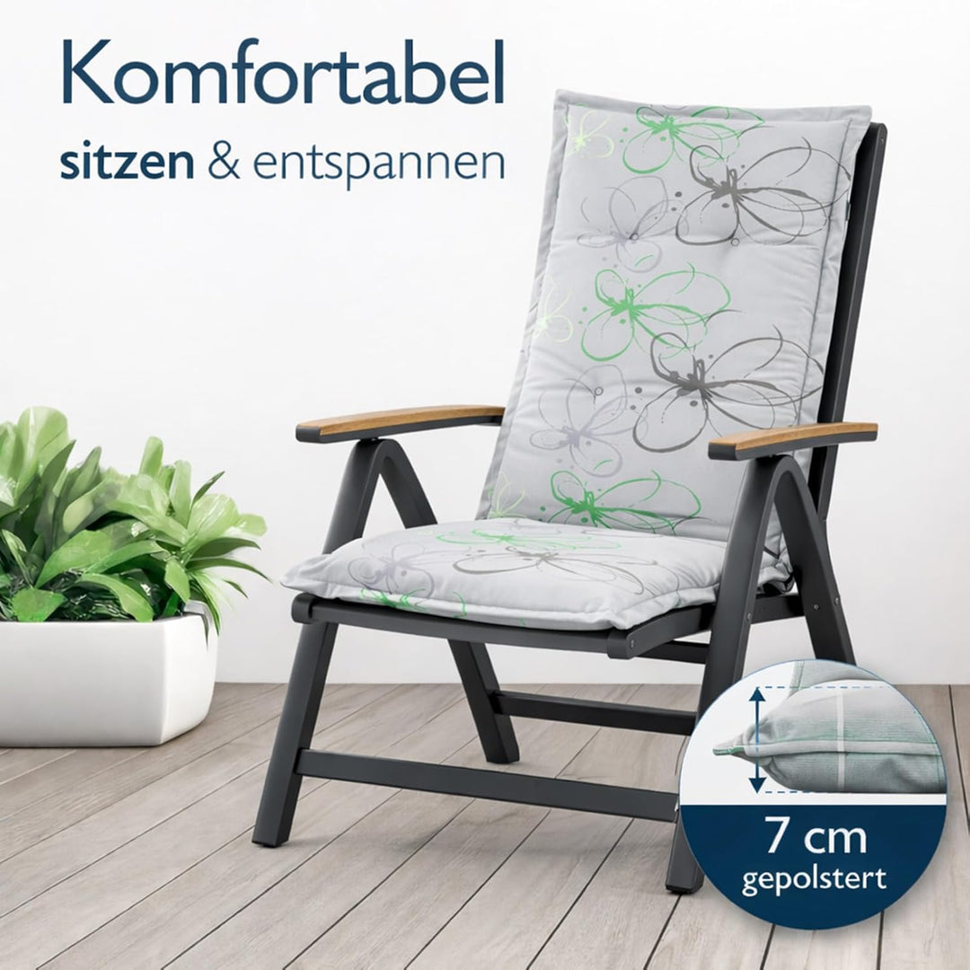 BURI 2X Auflagen Set Hochlehner für Gartenstühle 120x48x6cm Sesselauflagen Polster UV Lichtecht - Ga