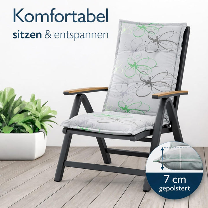 BURI 2X Auflagen Set Hochlehner für Gartenstühle 120x48x6cm Sesselauflagen Polster UV Lichtecht - Ga