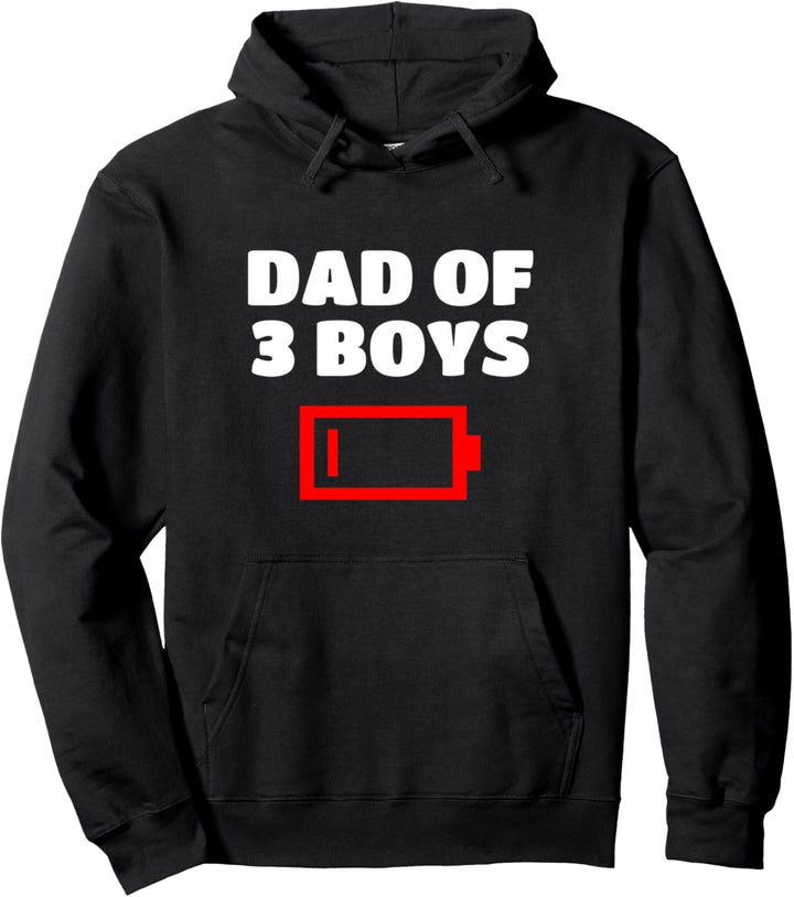 Müder Vater von 3 Jungen Lustiger Vater von drei Söhnen Low Battery Pullover Hoodie