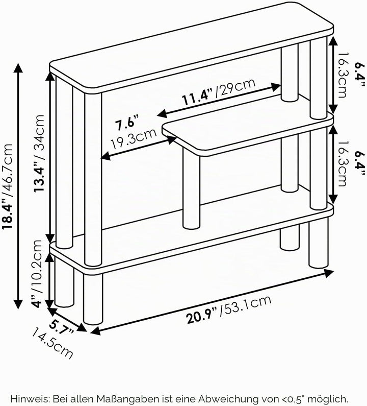 Furinno platzsparendes Lagerregal, holz, Espresso/Schwarz, 14.5 x 53 x 46.61 cm, Espresso/Schwarz
