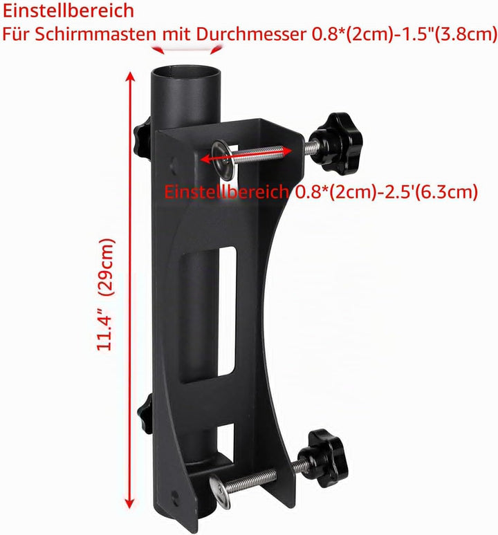 VANROUG Robuste Halterung für Balkonschirme (20 mm - 63 mm), Schirmdurchmesser (23 mm - 38 mm) 1, 1