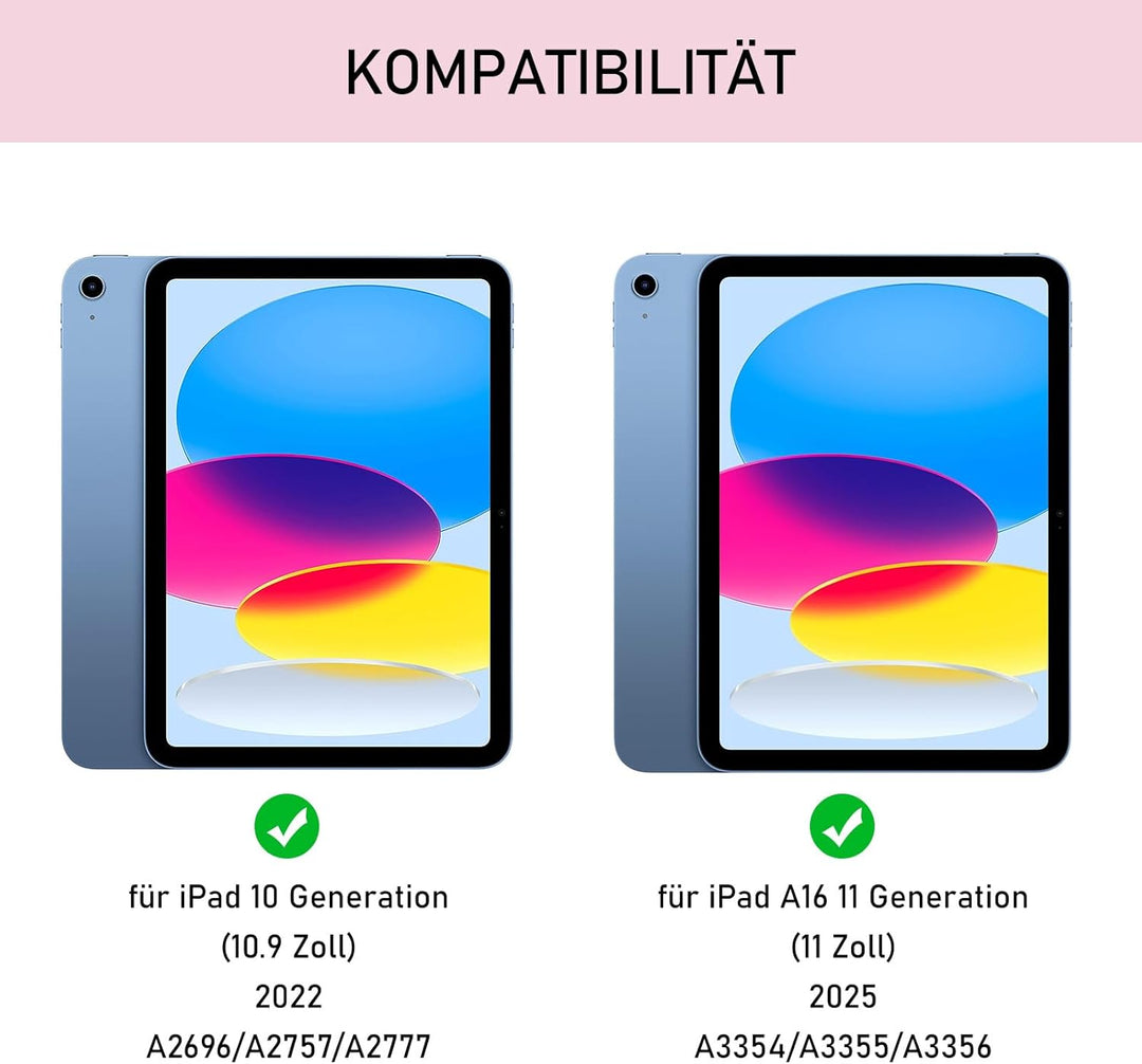 Hülle mit Tastatur für iPad A16 11 Generation 2025/10 Generation 2022(11/10.9 Zoll), QWERTZ Layout K