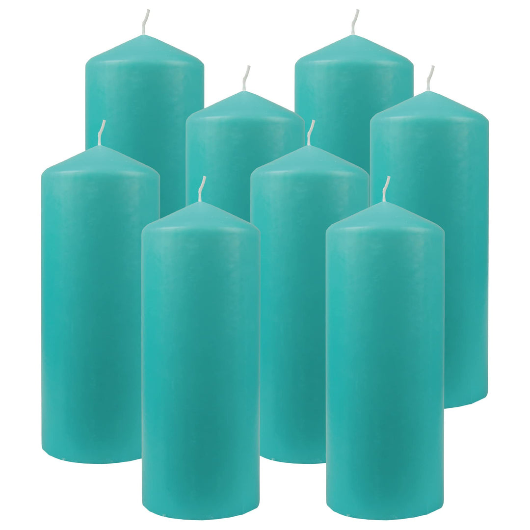 Bestgoodies Stumpenkerzen Wachskerzen Ø6cm x 17cm (8er Pack) Türkis - Lange Brenndauer, Hergestellt