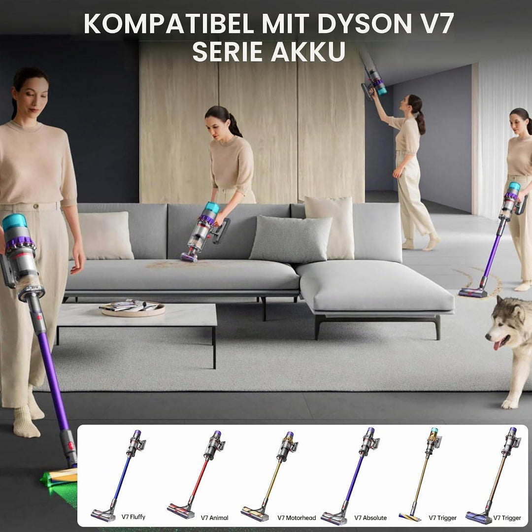 8000mAh Li-ion Akku Ersatzakku für Dyson V7, 8.0Ah Akku Kompatibel mit Dyson V7 Absolute Mattress Al