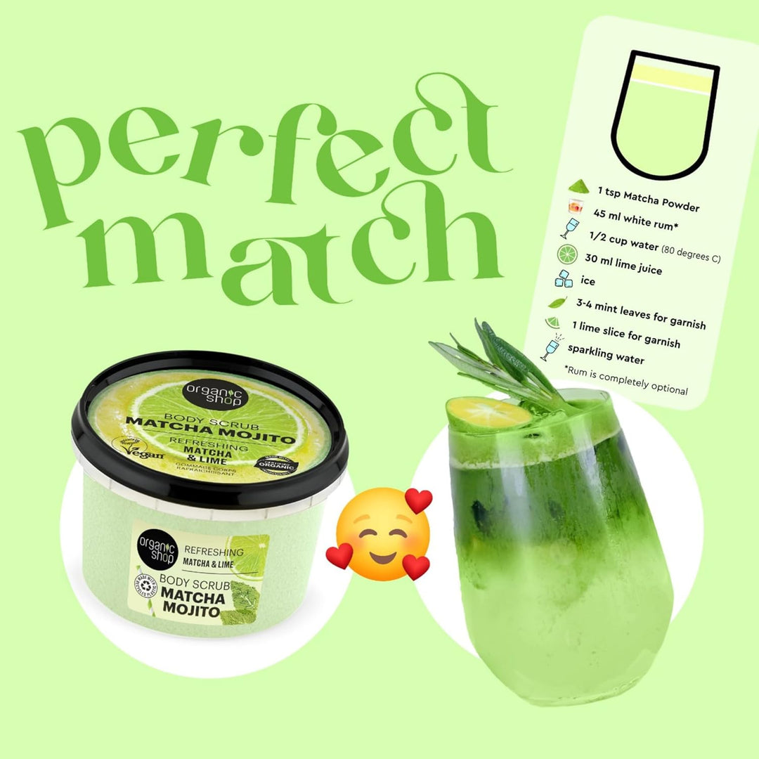 Organic Shop Refreshing Mojito Body Scrub Matcha & Lime (250ml) Matcha & Limette 250 g (1er Pack), M