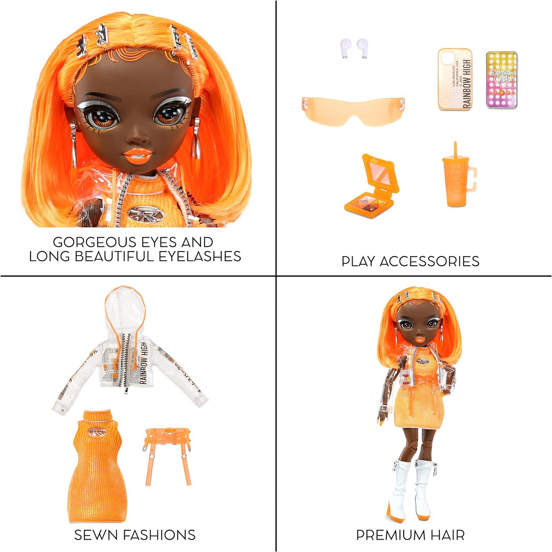 Rainbow High Modepuppe – Michelle ST.Charles - Orangefarbene Puppe – Modisches Outfit & 10+ farbenfr