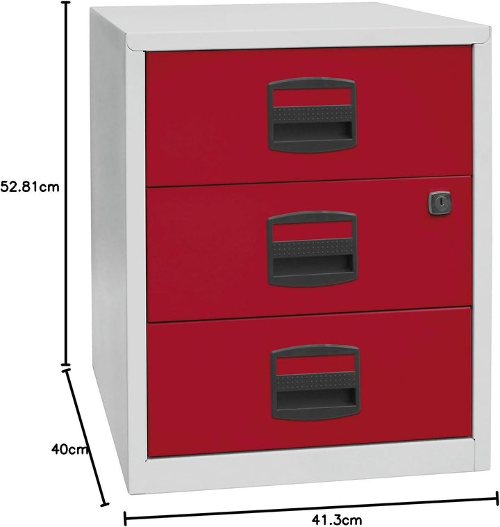 Bisley Home mobiler Beistellschrank PFA, 3 Universalschubladen, Metall, 506 Korpus Lichtgrau, Fronte