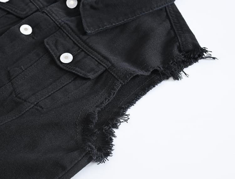 Herren Denim Westen Zerrissen Casual Ärmellos Biker Fashion Jeansweste XS 