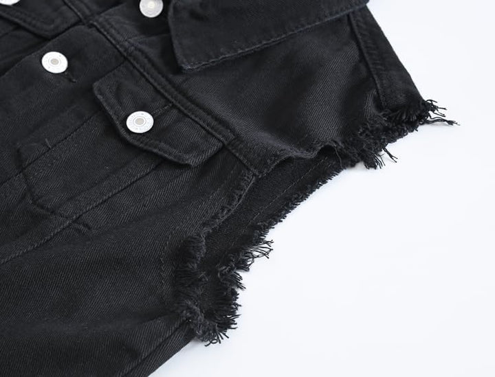 Herren Denim Westen Zerrissen Casual Ärmellos Biker Fashion Jeansweste XS 