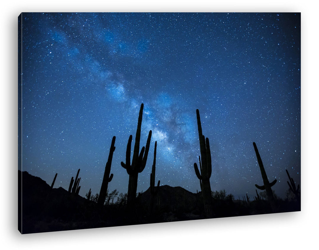 atemberaubender Sternenhimmel in der Wüste Format: 80x60 als Leinwandbild, Motiv fertig gerahmt auf