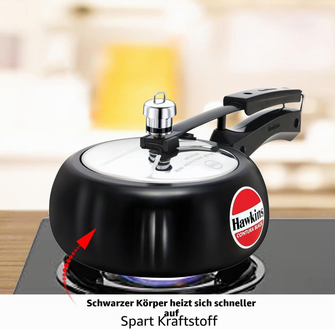 Hawkins CB20 Schnellkochtopf harteloxiert, 2 Liter, Contura Schwarz 2-Liter, 2-Liter