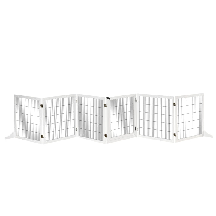 PawHut Absperrgitter Hund Verstellbares Freistehendes Schutzgitter mit Füssen 70H x 432B cm Holz Hun