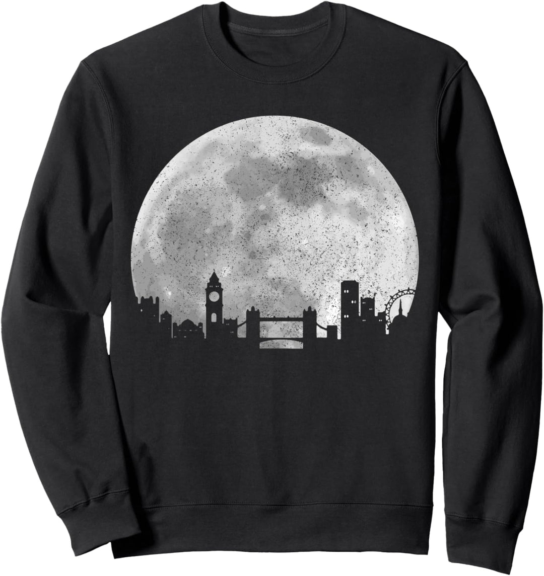 London Skyline Moon UK Vintage Vereinigtes Königreich England London Sweatshirt