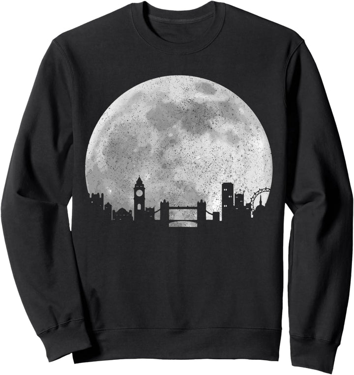 London Skyline Moon UK Vintage Vereinigtes Königreich England London Sweatshirt