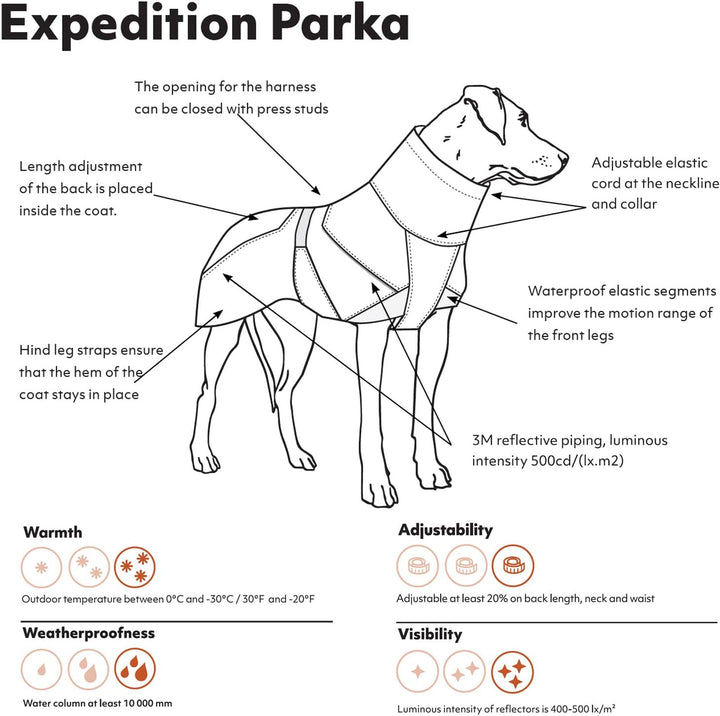 Hurtta Expedition Parka Wintermantel für Hunde, Hundemantel Warm, Blackberry Schwarz 45XS Brombeerfa