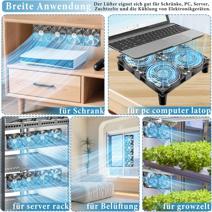 GDSTIME 4 x 120mm Lüfter DC 12V Computer Lüfter Mit AC 230V Lüfter Geschwindigkeitskontrolle einstel