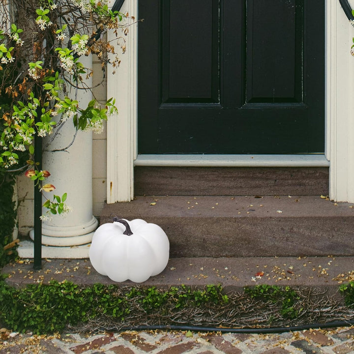 Quancru 20cm Weisse Künstliche Kürbis Simuliert Herbst Dekor Realistisch DIY Erntedankfest Halloween
