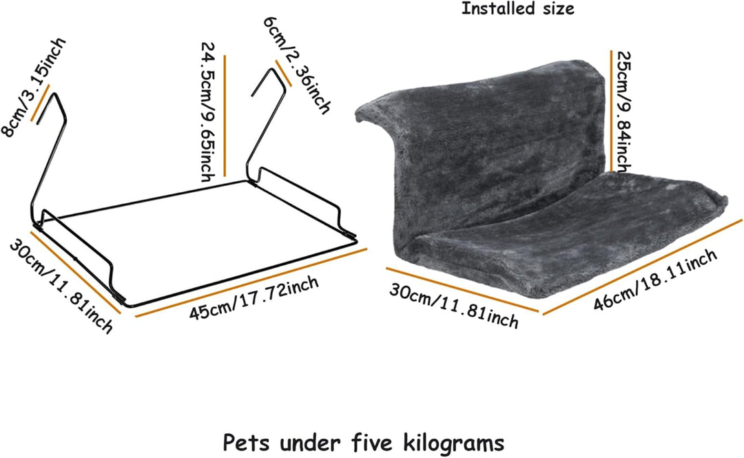 Katzen-Fensterstange, Katzen-Fenster-Hängematte, Katzenheizungsbett mit starkem Metallrahmen, warmes
