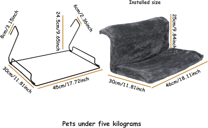 Katzen-Fensterstange, Katzen-Fenster-Hängematte, Katzenheizungsbett mit starkem Metallrahmen, warmes