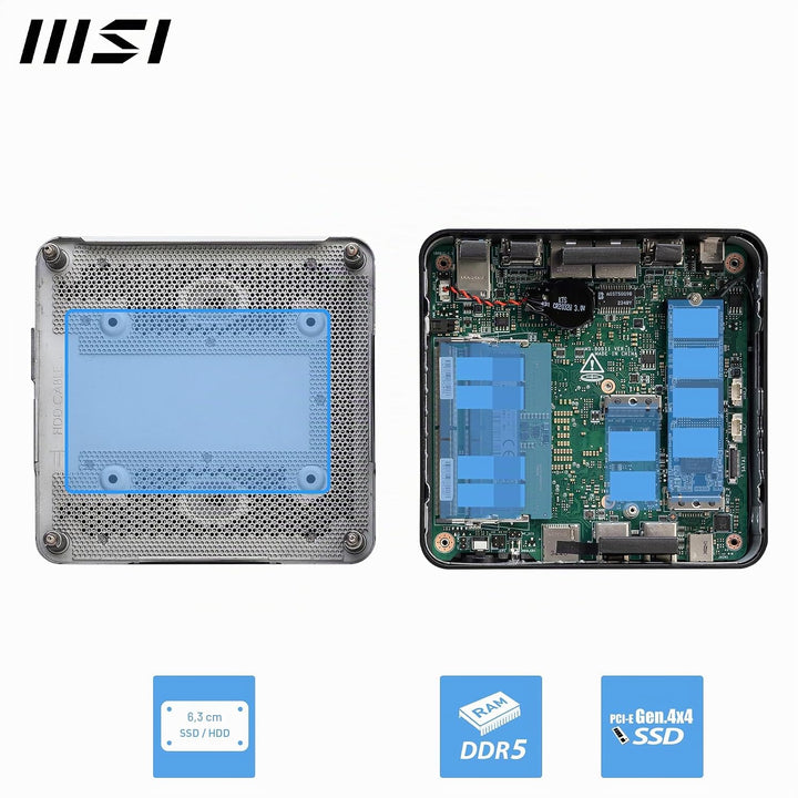 MSI Cubi NUC 1MG-212DE - Intel Core 5 Prozessor 120U, 8GB DDR5, 512GB M.2 SSD, USB 10Gbps Typ A Ansc