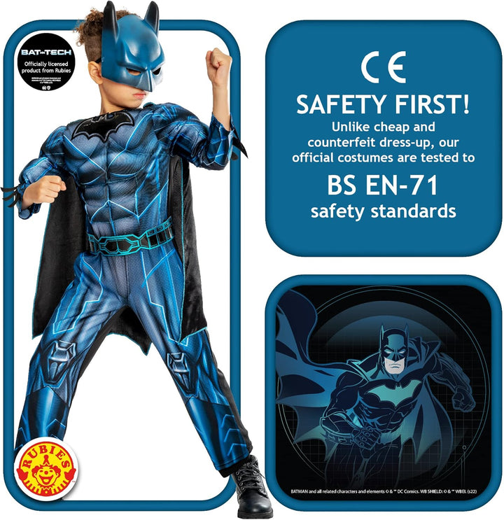 Rubie‘s Official DC Bat-Tech Batman-Kinder-Kostüm, Superhelden-Kostüm für Kinder, Grösse S 3 - 4 Jah