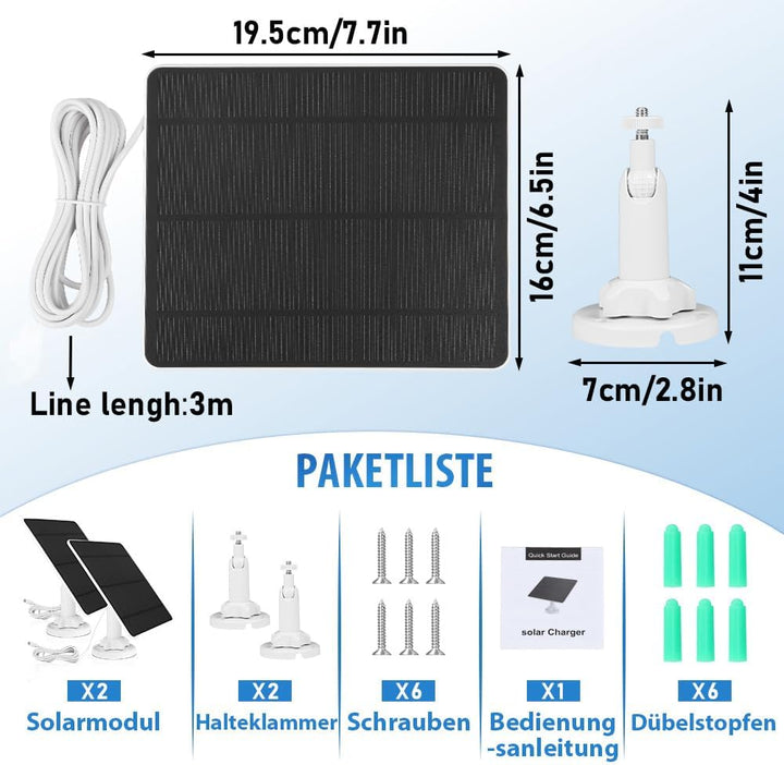 Solarpanel für Arlo Pro 3/Arlo Pro 4/Arlo Pro 5S/Pro 3 Floodlight/Ultra/Ultra2, 5W Solarpanel für Üb