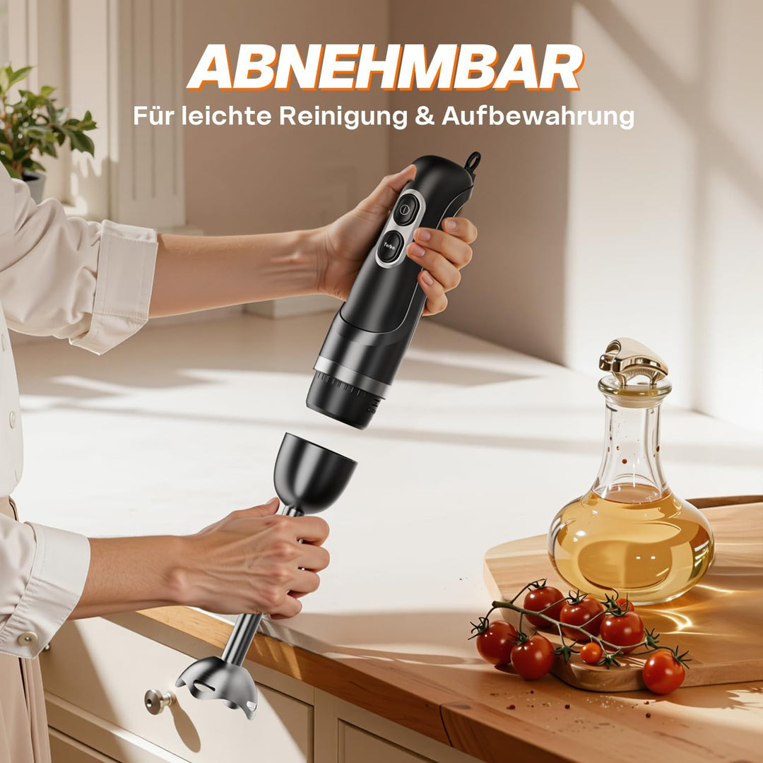 BESROY 1100W Stabmixer Edelstahl, Elektrischer Pürierstab & Hand Blender mit 2 Geschwindigkeitsstufe